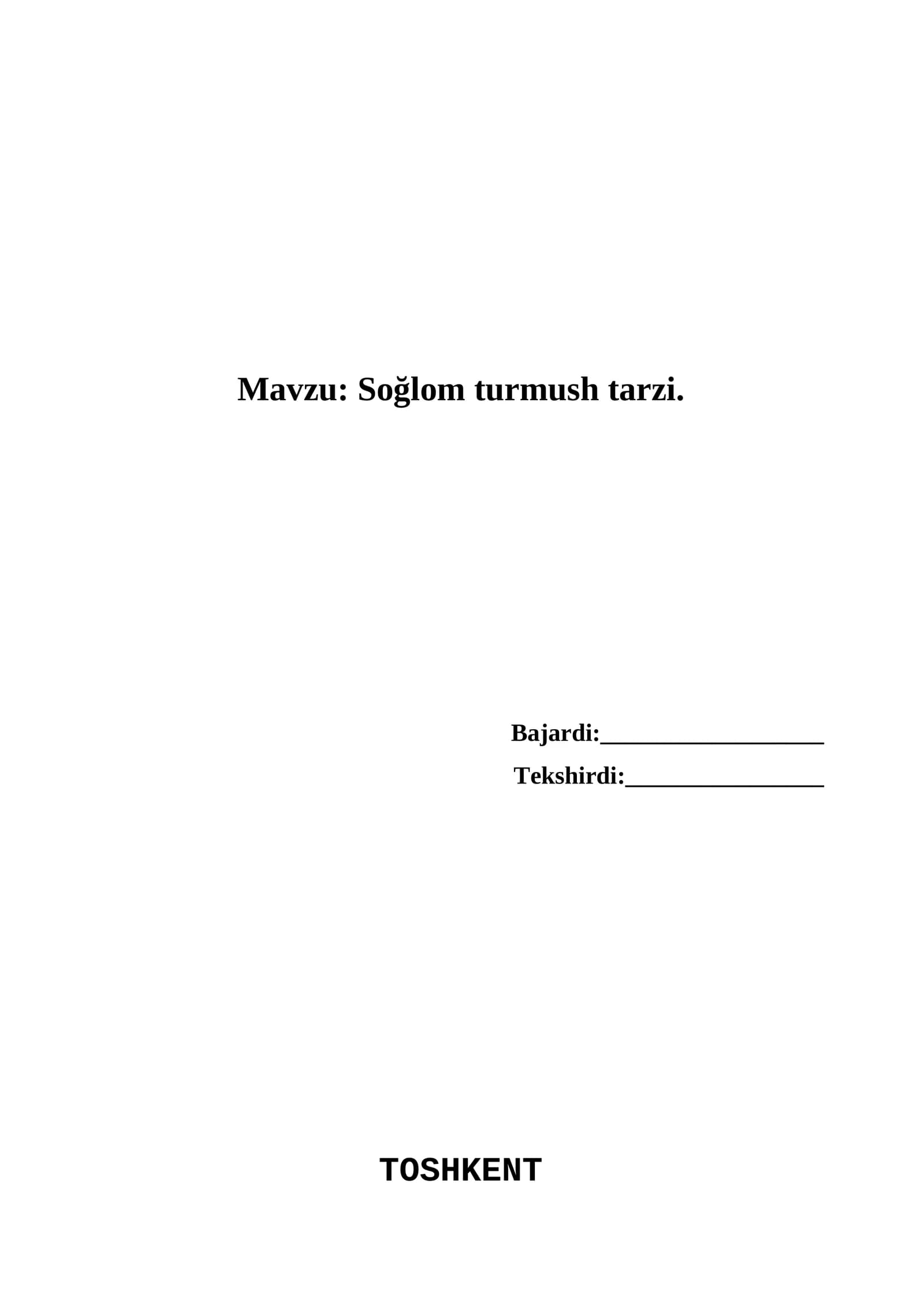 Soğlom turmush tarzi