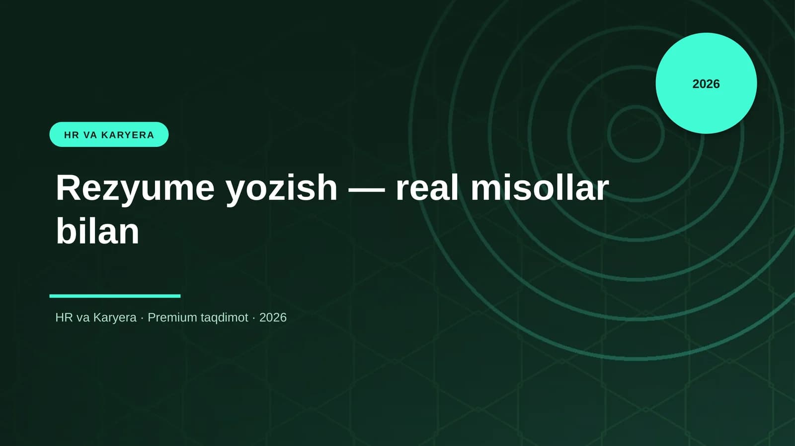 Rezyume yozish — real misollar bilan