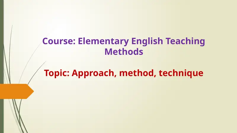 Elementary English Teaching Methods