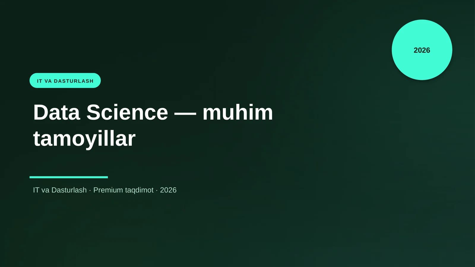 Data Science — muhim tamoyillar