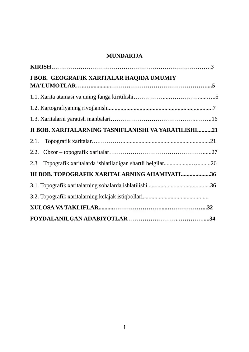 Xaritalarning Tasniflanishi va Yaratilishi