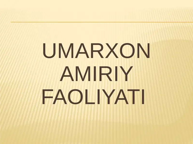 UMARXON AMIRIY FAOLIYATI