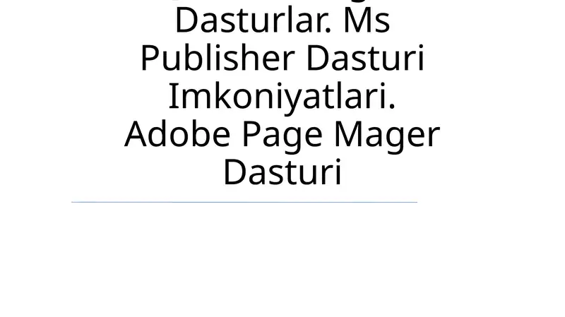 Ms Publisher Dasturi