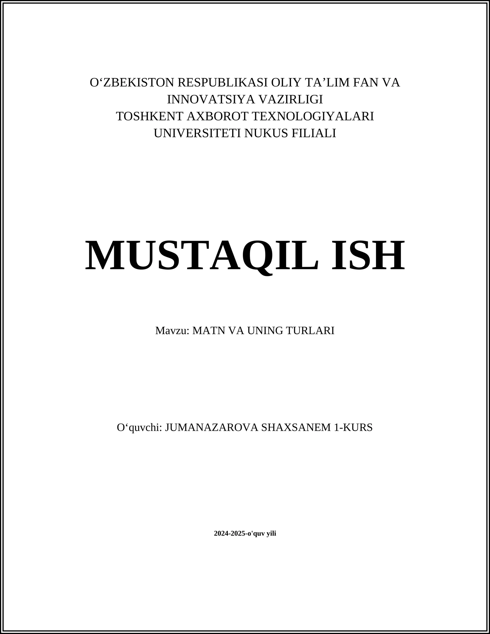 MATN VA UNING TURLARI