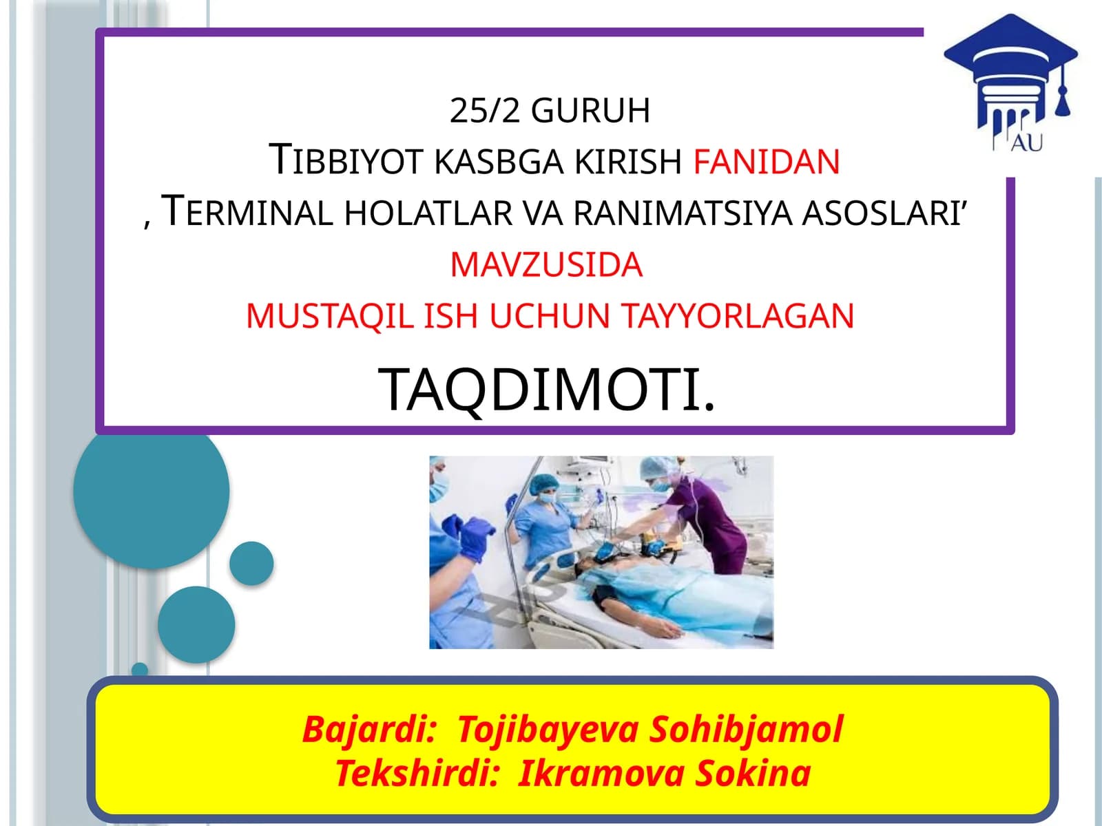Terminalholatlar va ranimatsiya asoslari