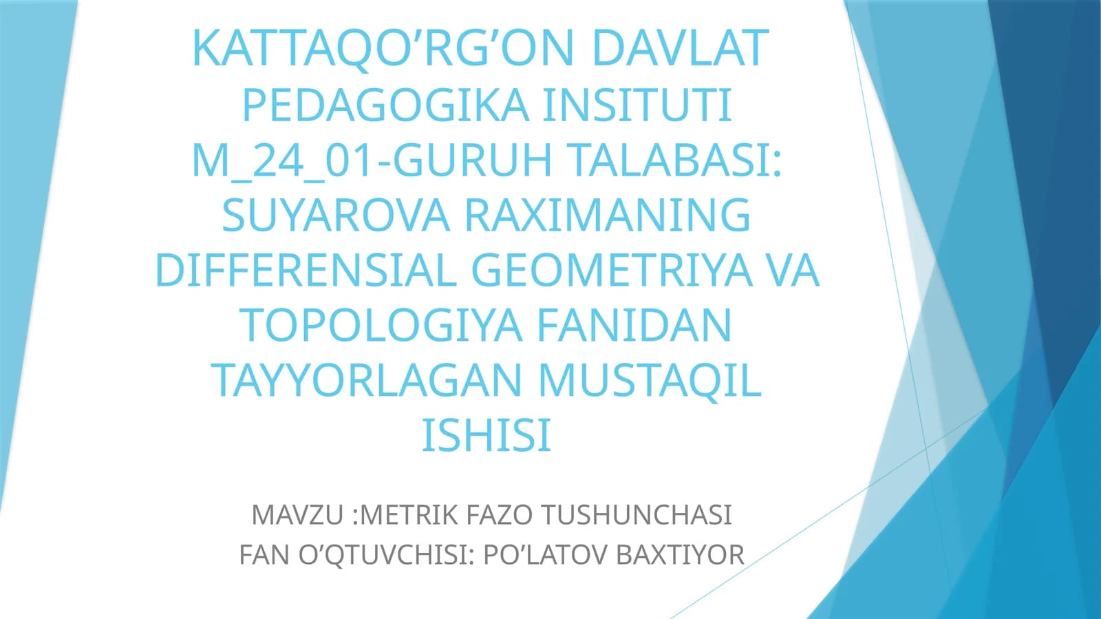 METRIK FAZO TUSHUNCHASI