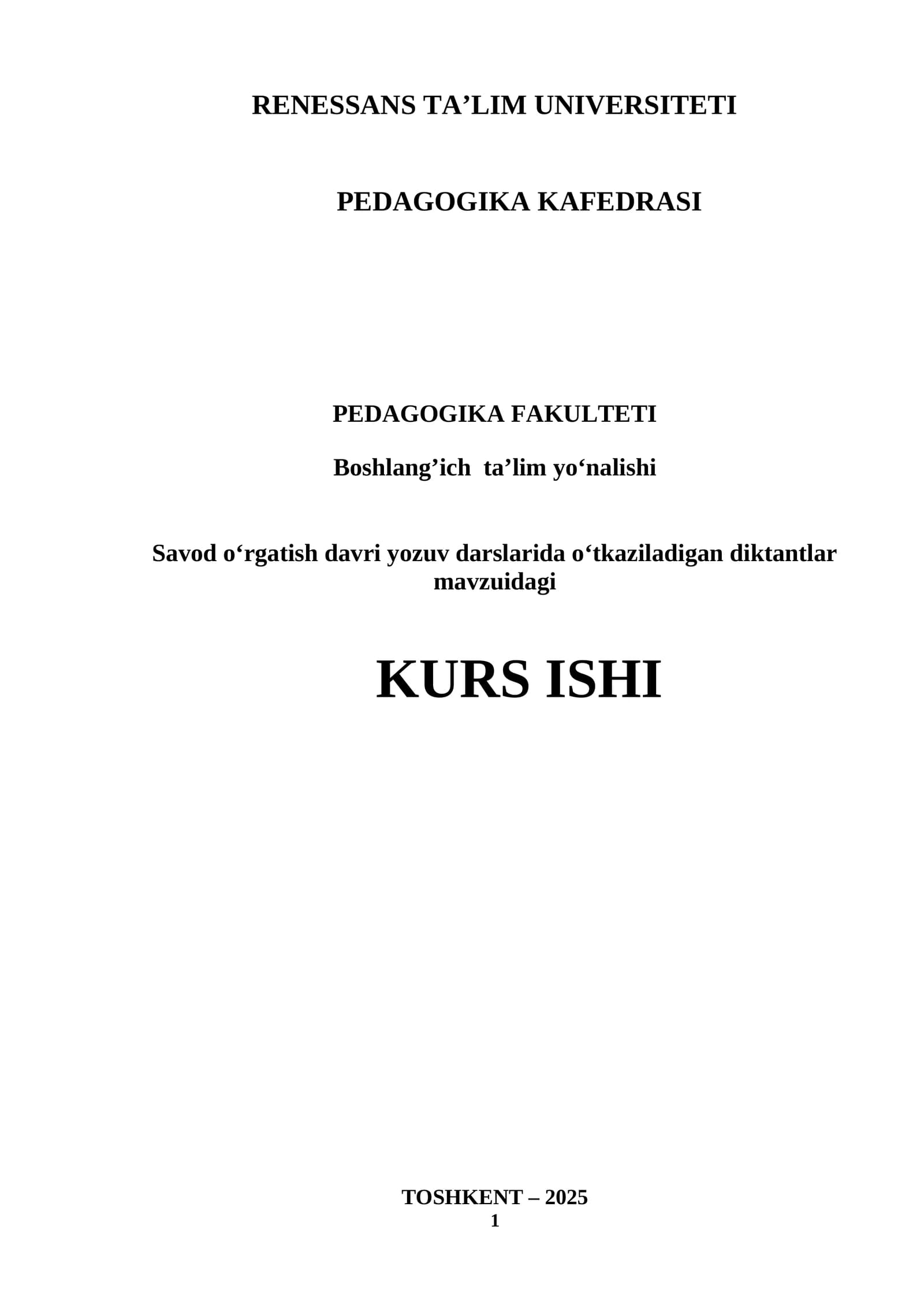 Savod o‘rgatish davri yozuv darslarida o‘tkaziladigan diktantlar