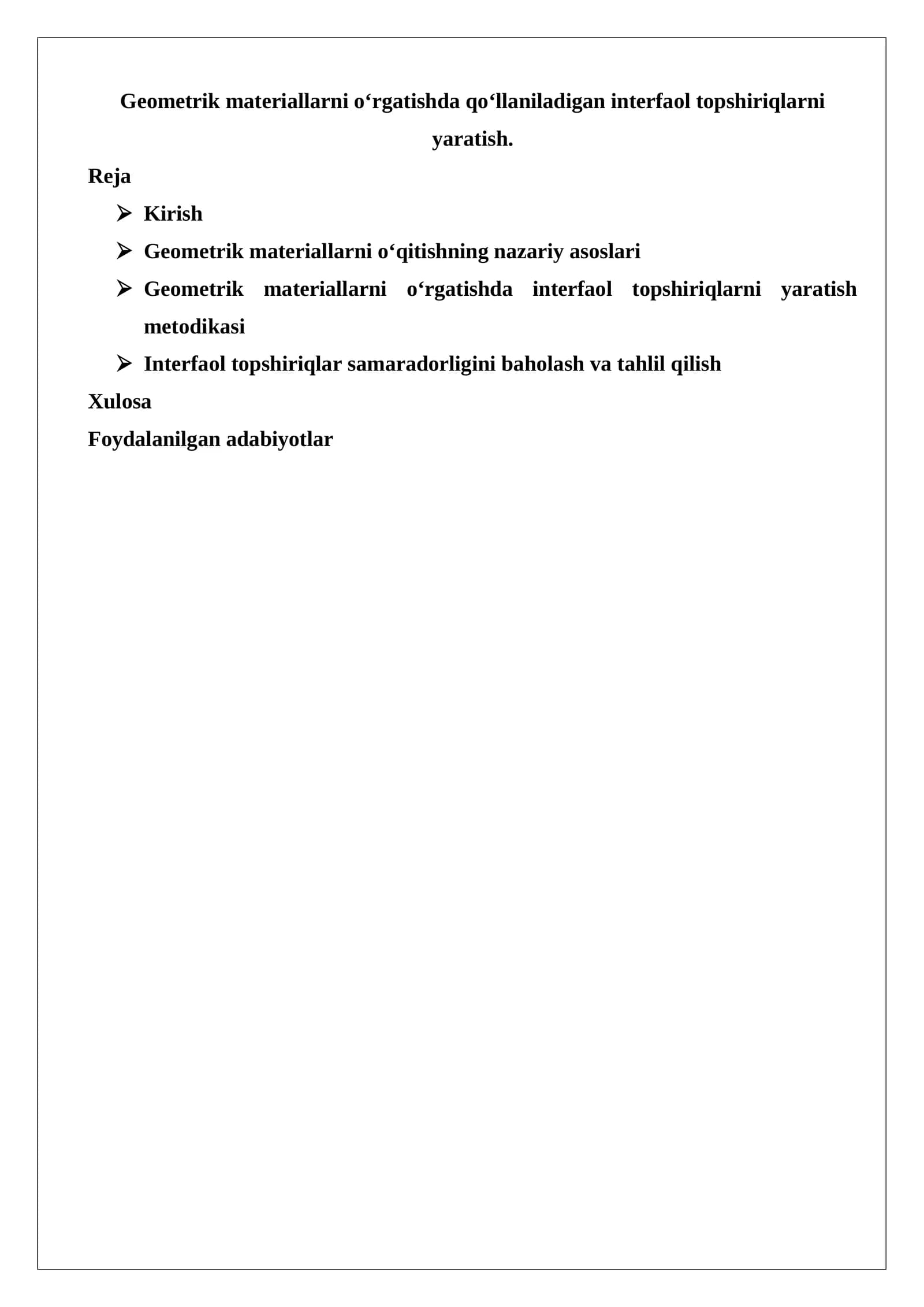 Geometrik materiallarni o‘rgatishda interfaol topshiriqlarni yaratish