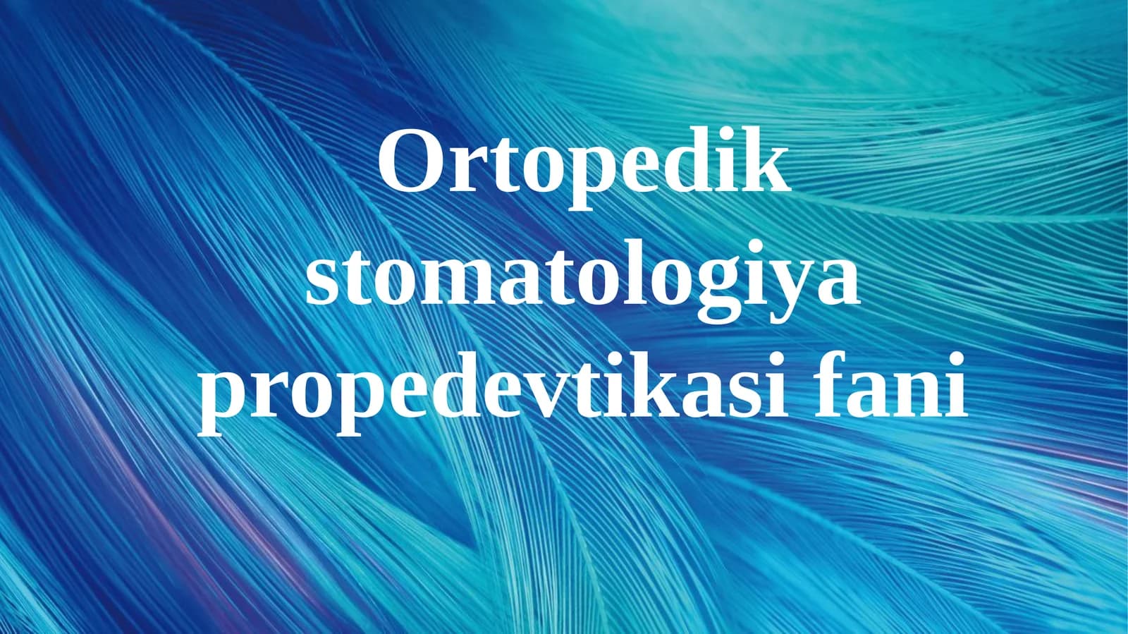 ortopedik stomatologiya bo'limi