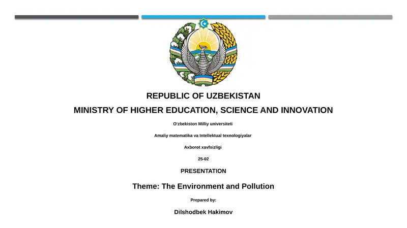 The Environment and Pollution