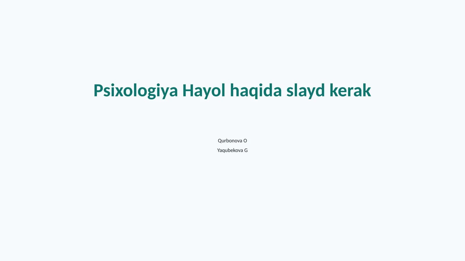 Psixologiya va Hayol