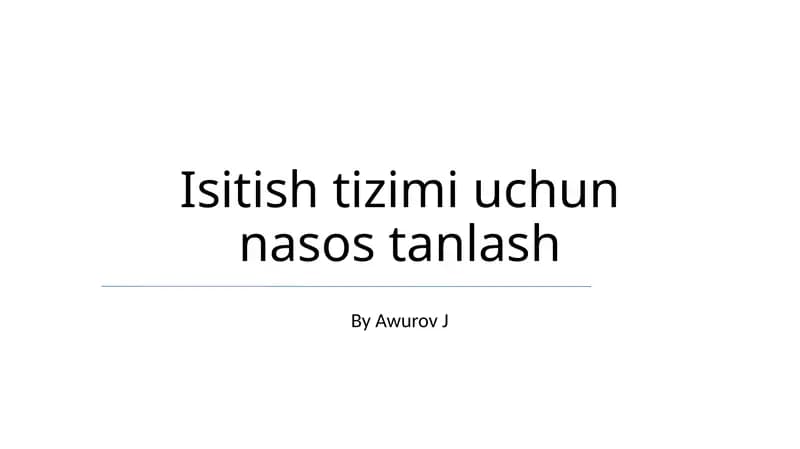 Isitish tizimi uchun nasos tanlash