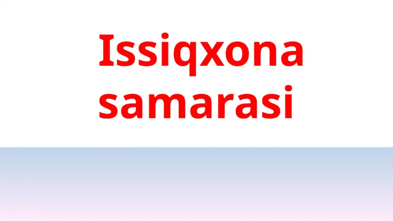 Issiqxona samarasi
