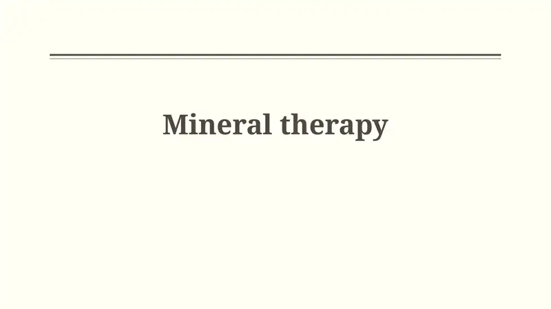 Mineraltherapy