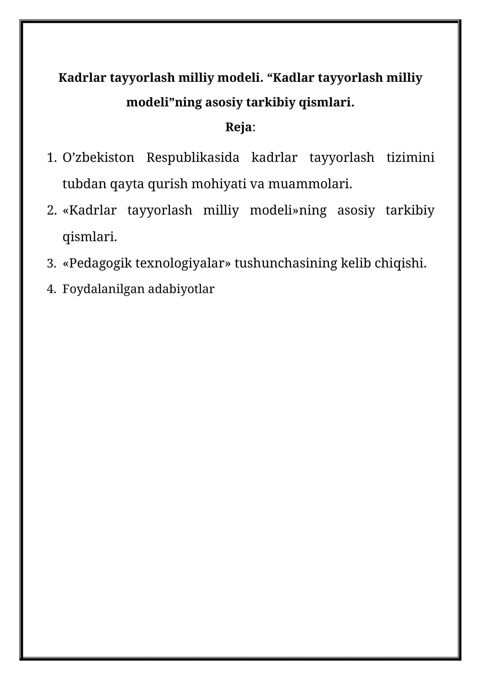 Kadrlar tayyorlash milliy modeli