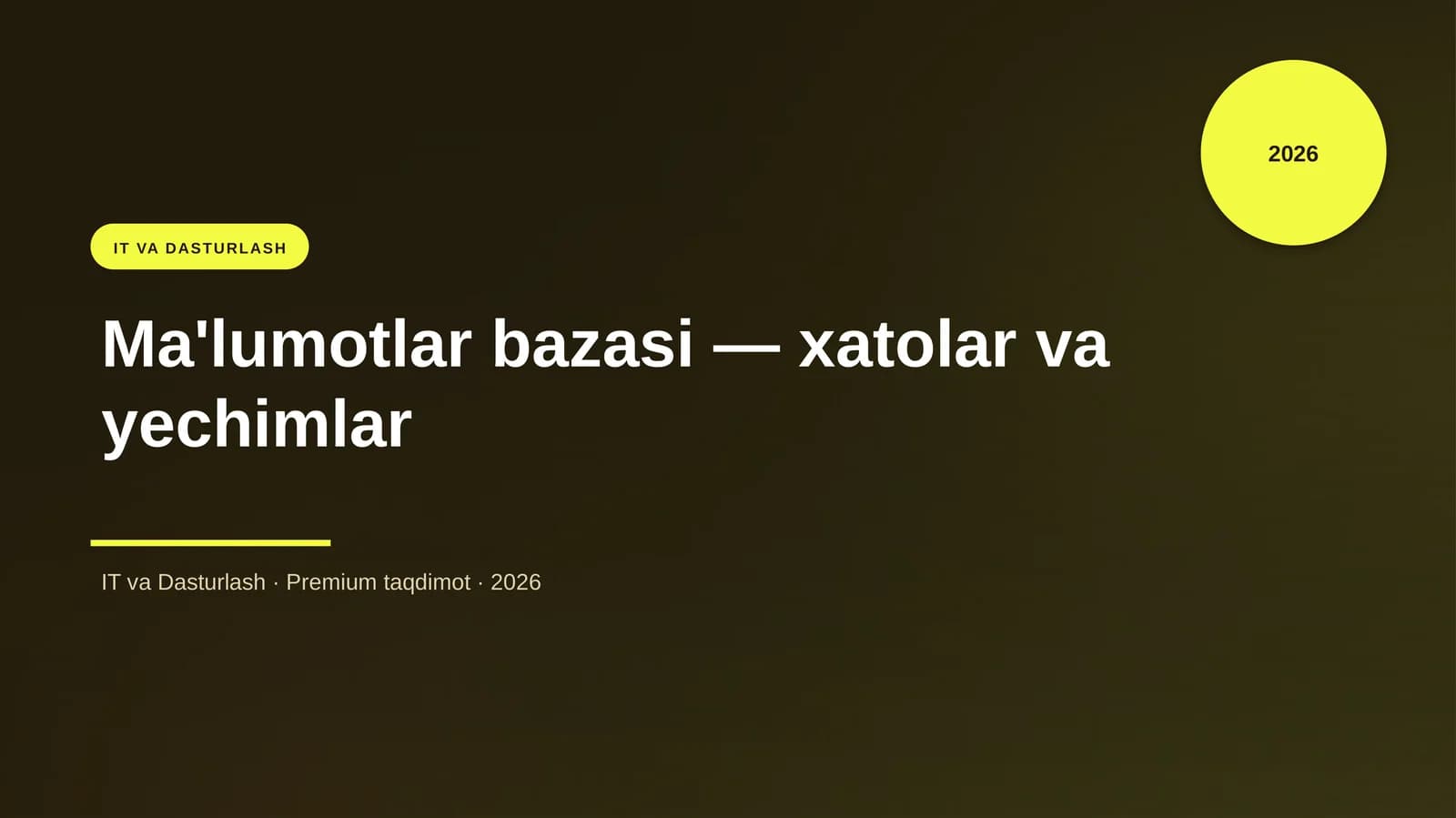 Ma'lumotlar bazasi — xatolar va yechimlar