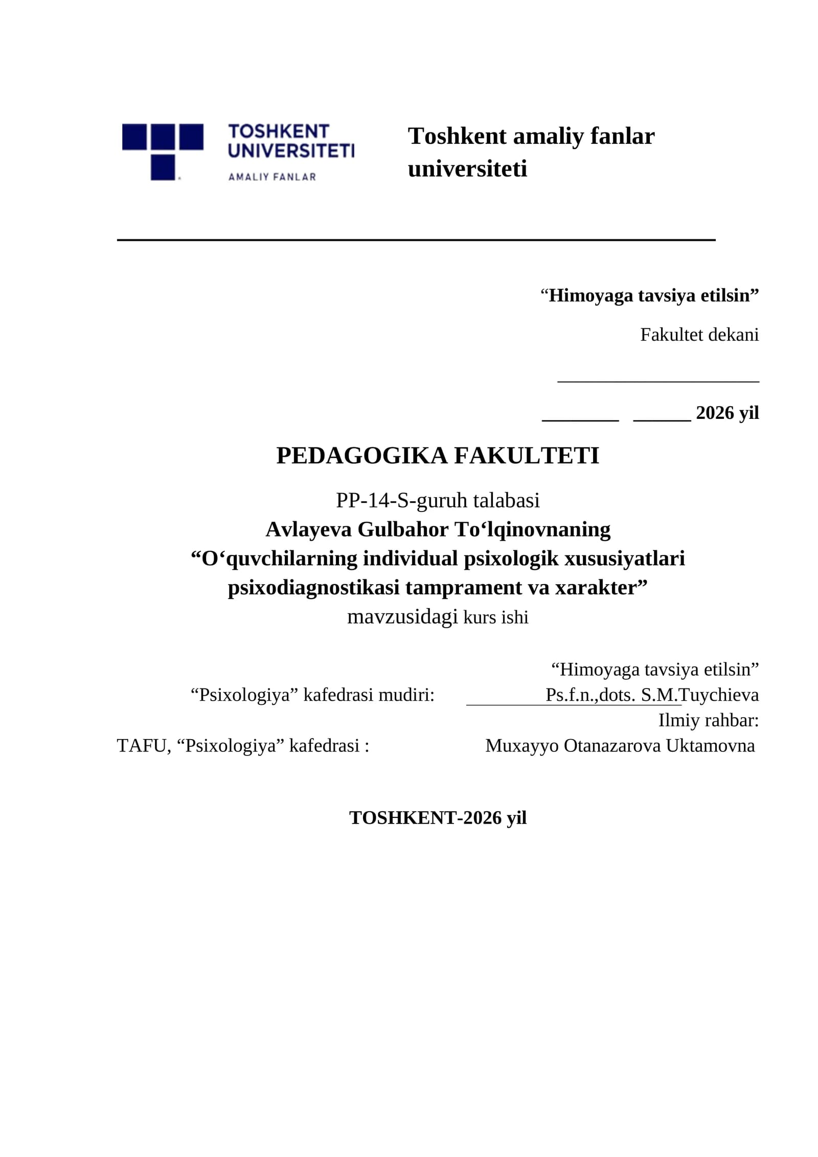 Oʻquvchilarning individual psixologik xususiyatlari psixodiagnostikasi tamprament va xarakter.docx