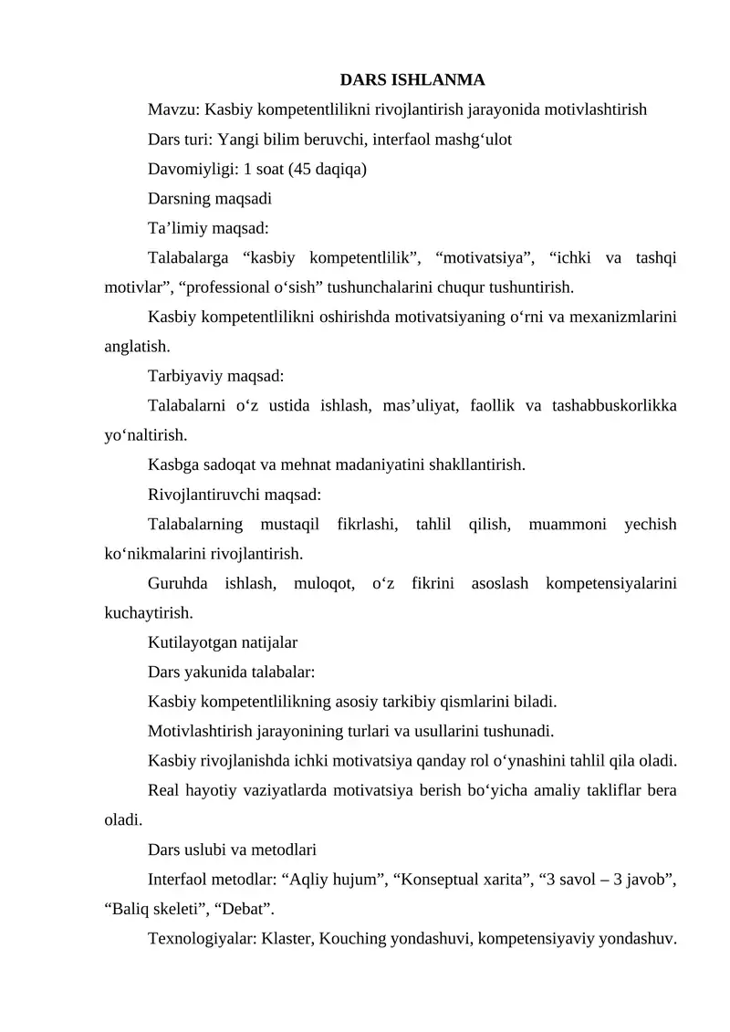 DARS ISHLANMA