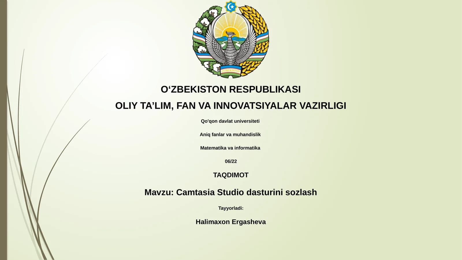 Camtasia Studio dasturini sozlash