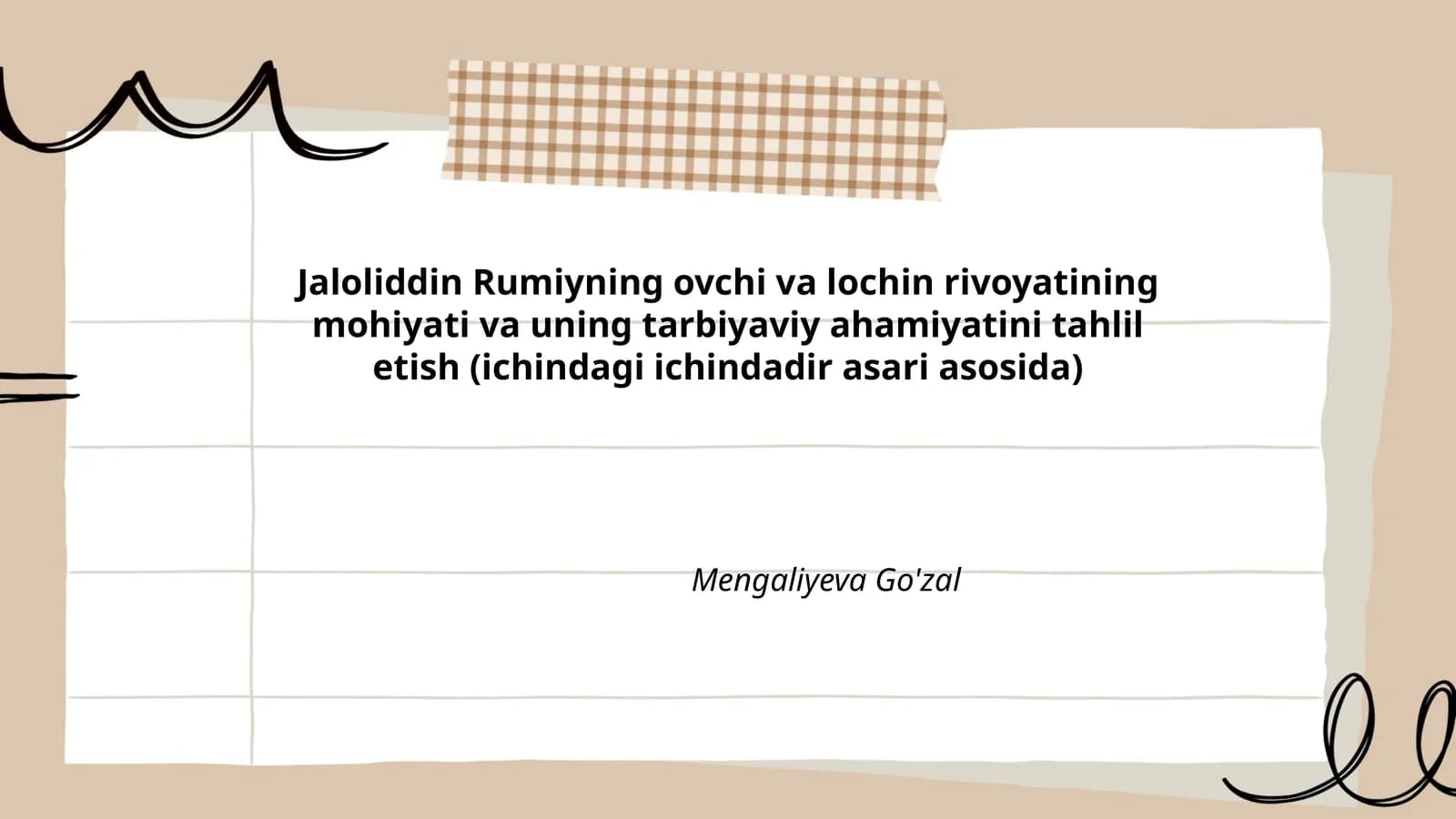 Jaloliddin Rumiyning ovchi va lochin rivoyati