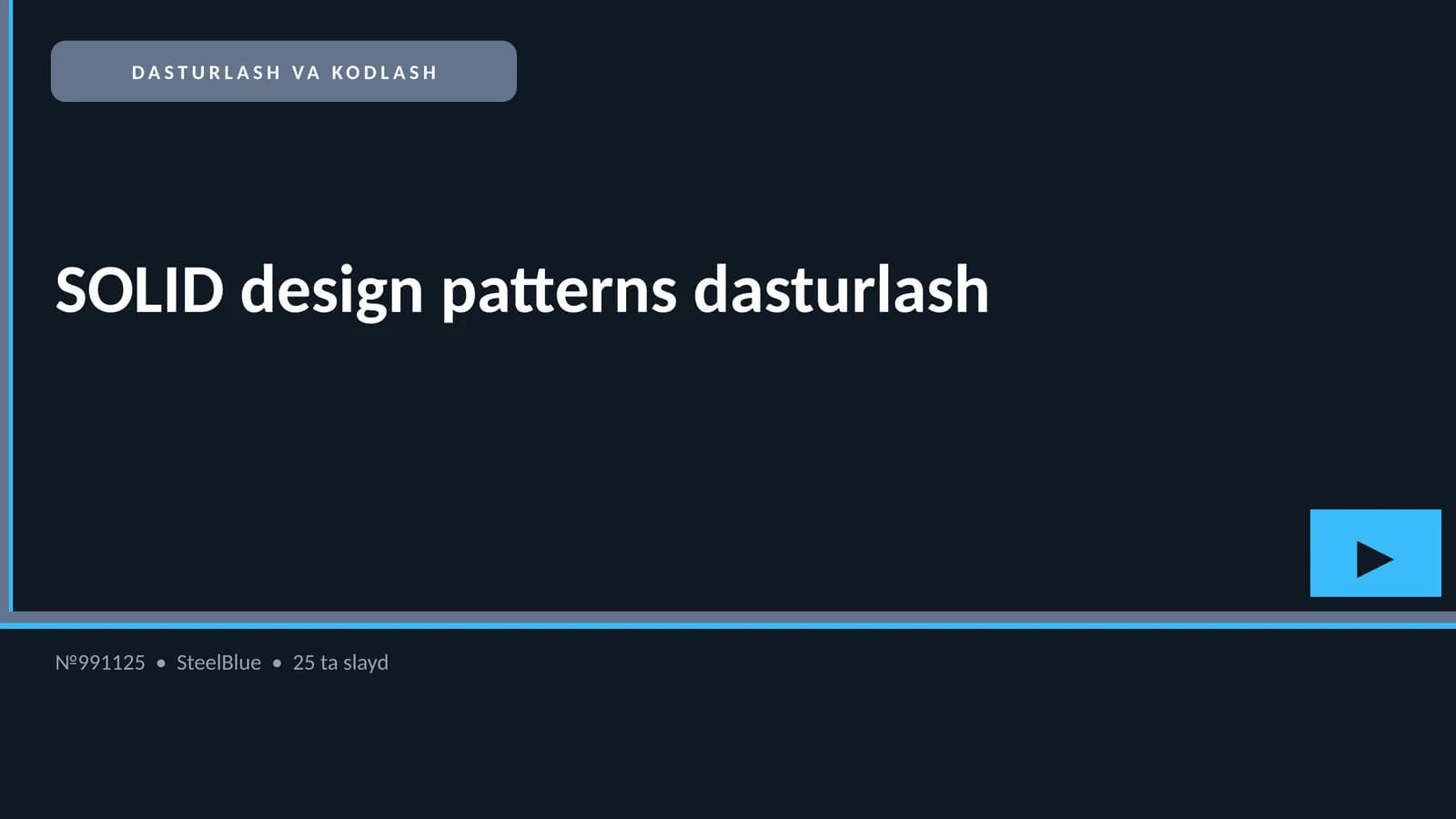 SOLID design patterns dasturlash