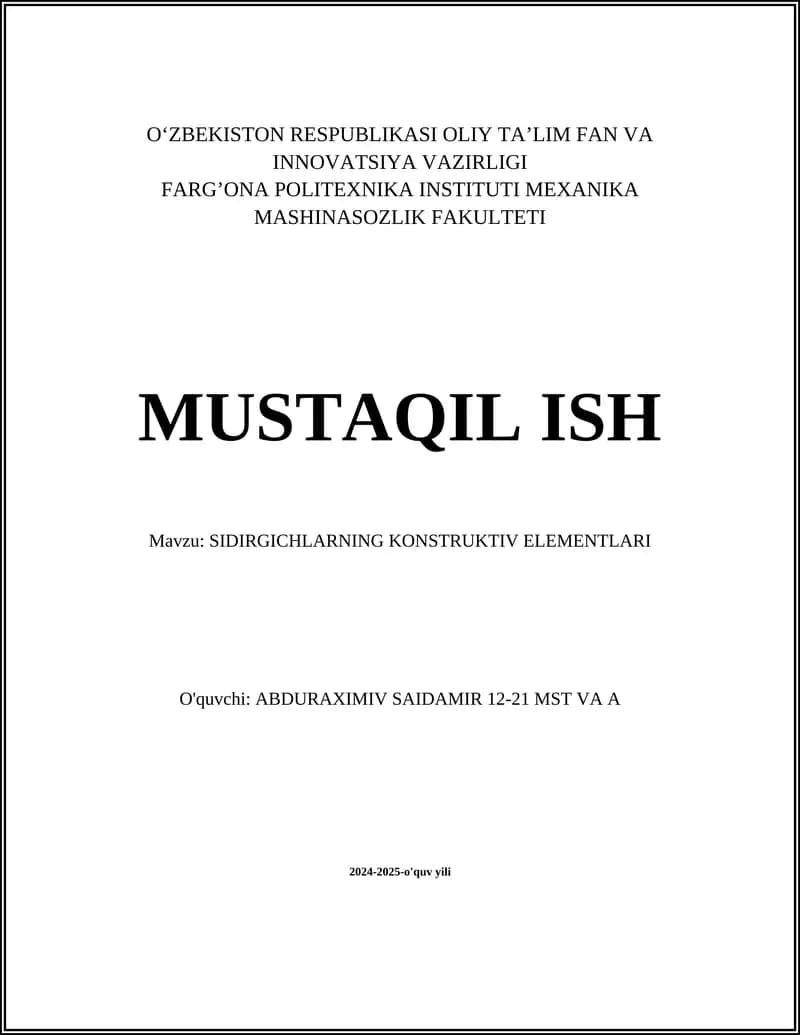Sidirgichlarning Material Turlari