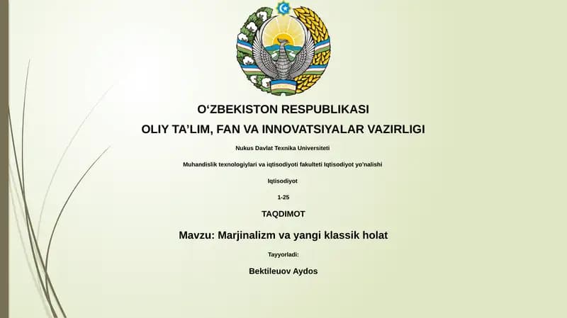Marjinalizm va yangi klassik holat