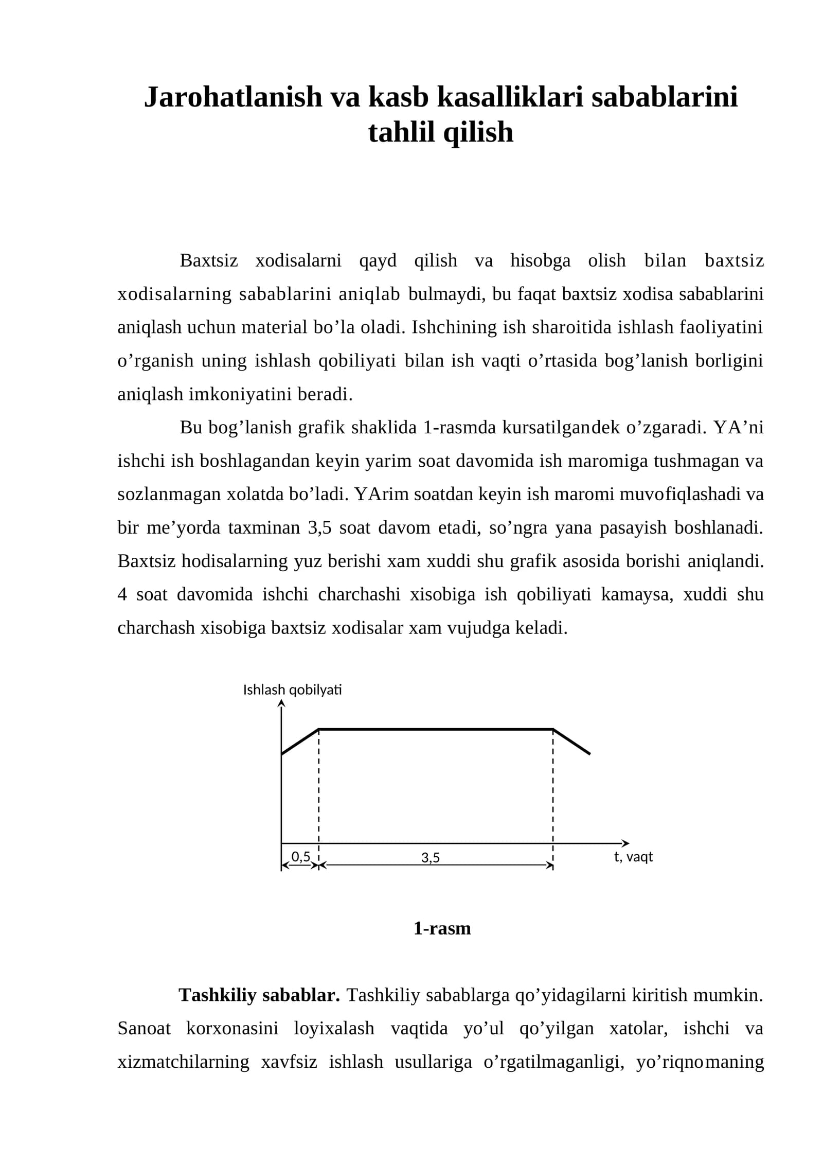 Jarohatlanish va kasb kasalliklari sabablarini tahlil qilish