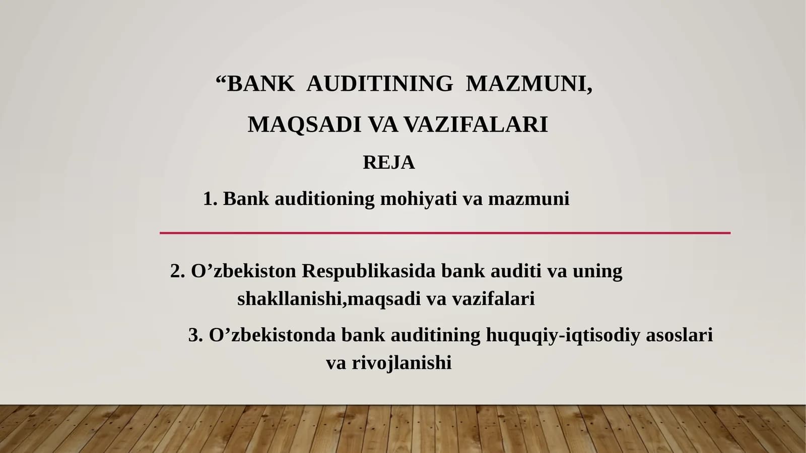 BANK AUDITINING MAZMUNI
