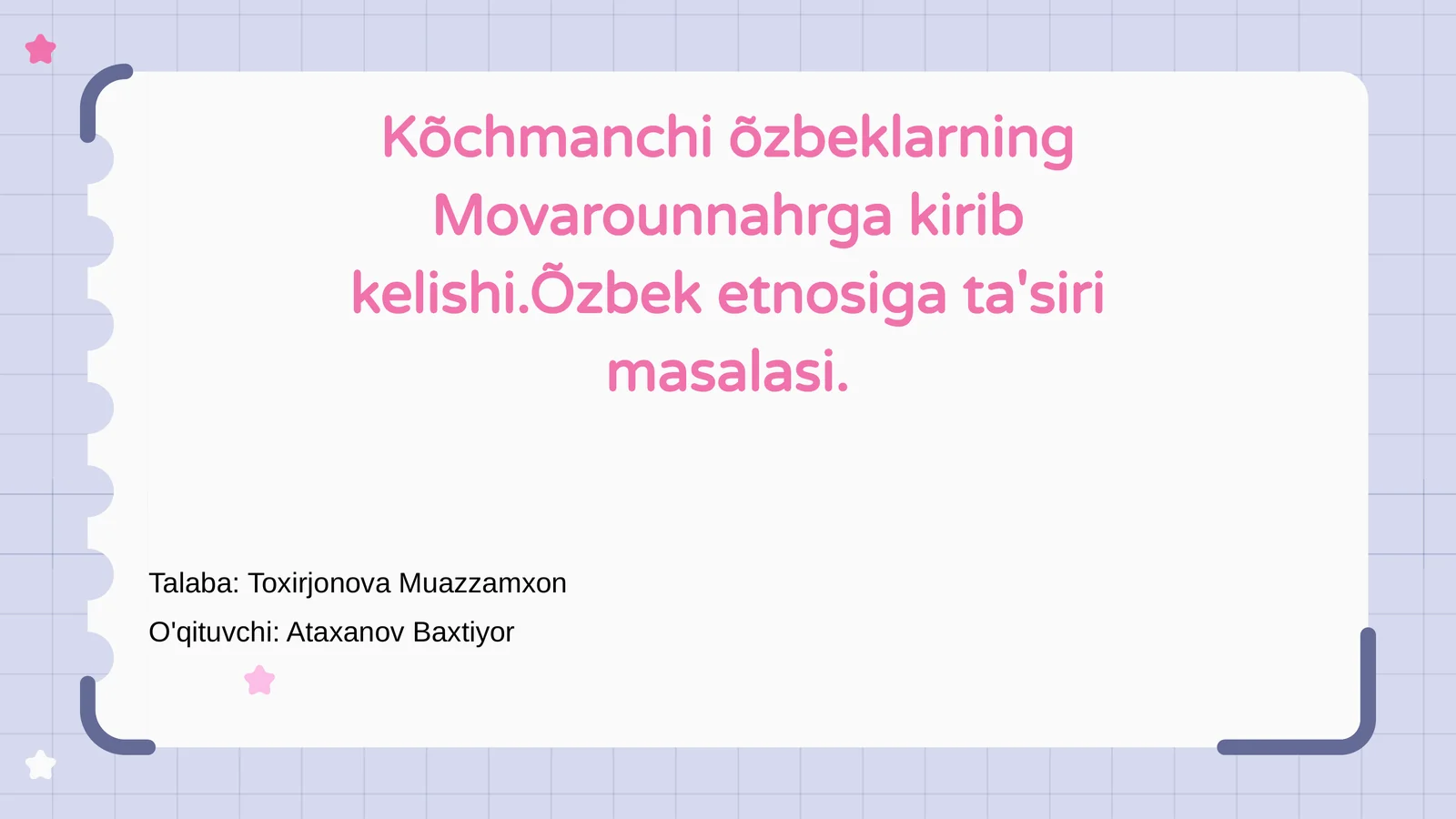 Kõchmanchi őzbeklarning Movarounnahrga kirib kelishi