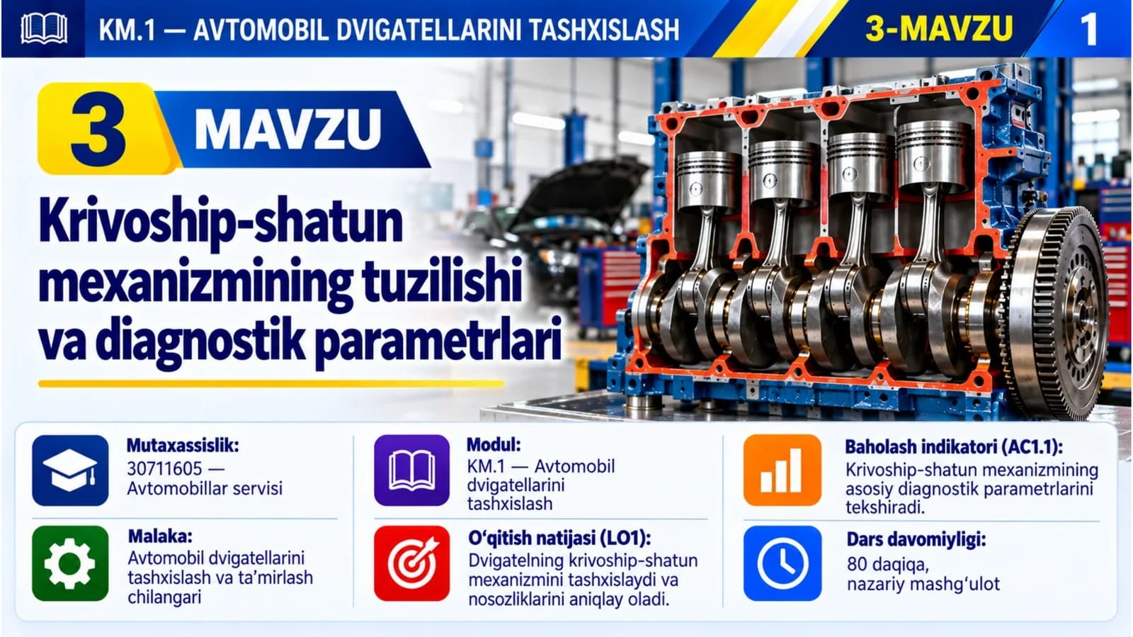 3_mavzu. Krivoship-shatun mexanizmining tuzilishi va diagnostik parametrlari