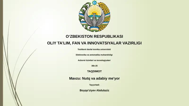 Nutq va adabiy me'yor