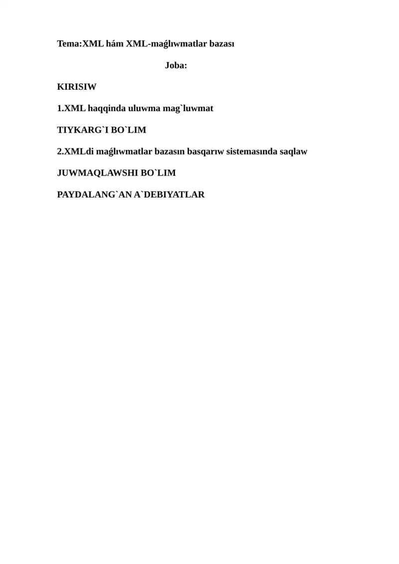 XML hám XML-maǵlıwmatlar bazası