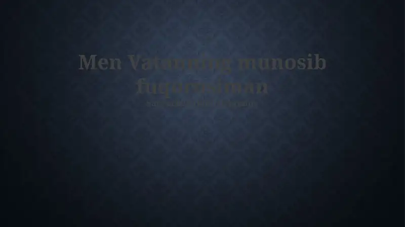 Men Vatanimga Sodiq Farzandman