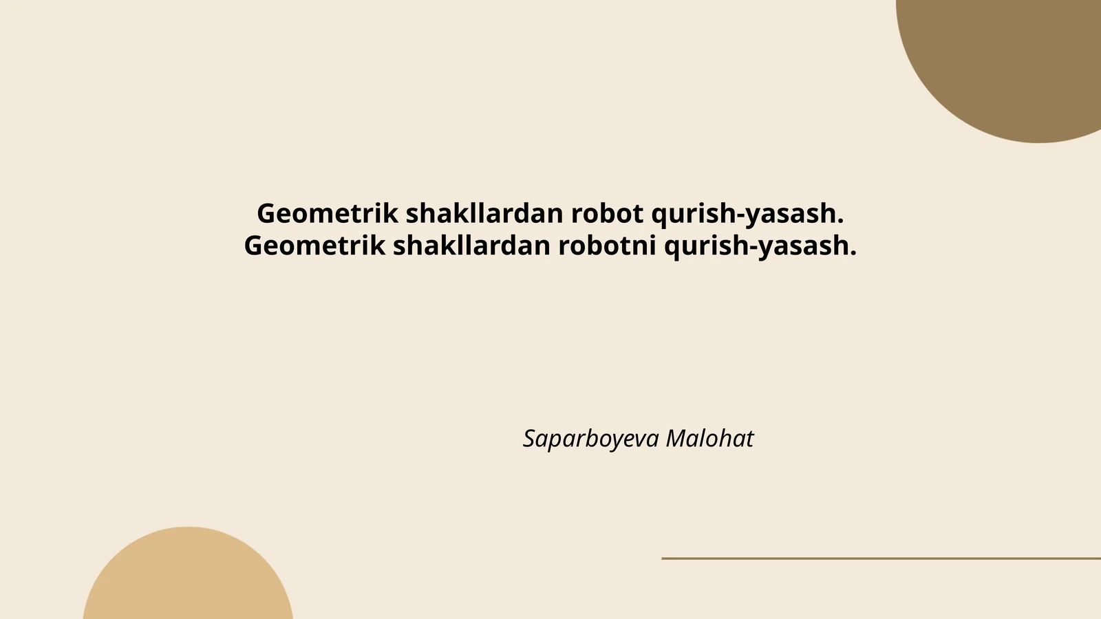 Geometrik shakllardan robot qurish-yasash