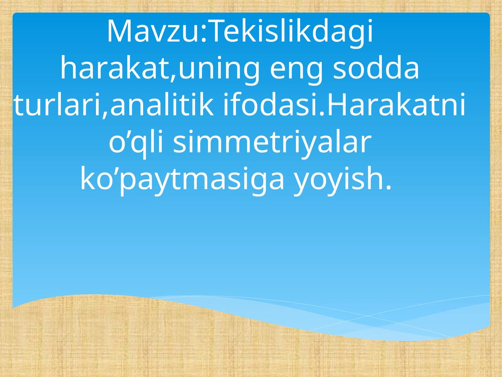 Tekislikdagiharakat