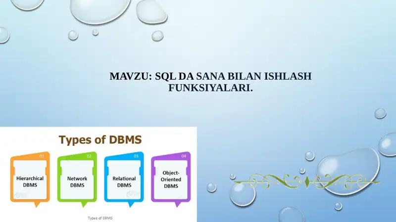 SQL da Sanabilanishlash funksiyalari