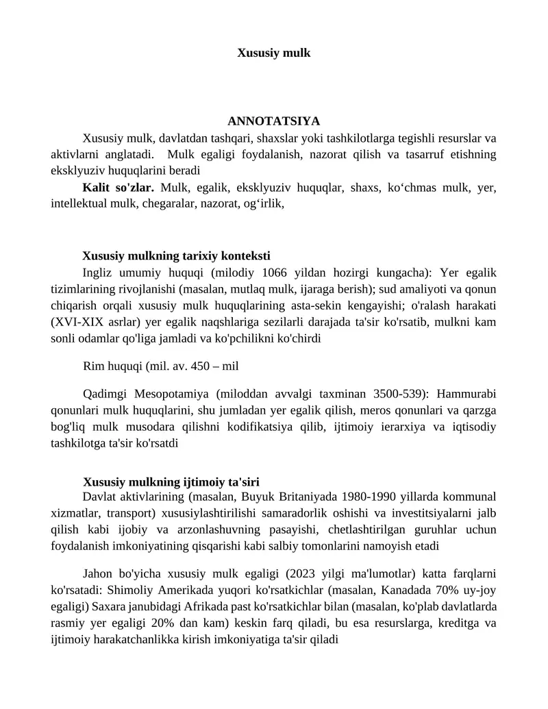 Xususiy mulk