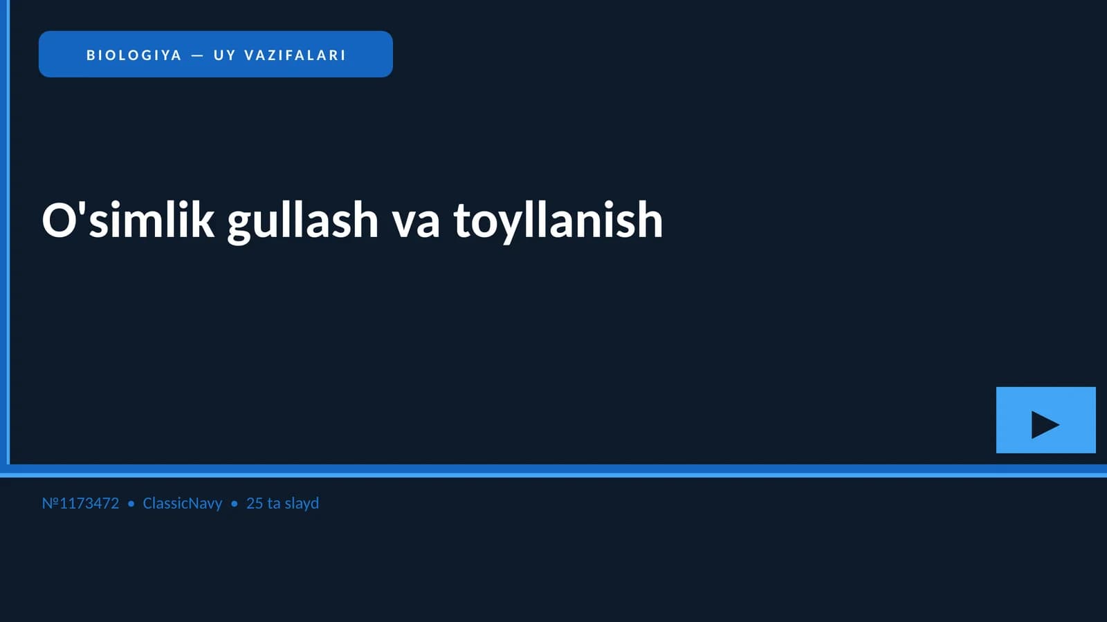BIOLOGIYA — UY VAZIFALARI