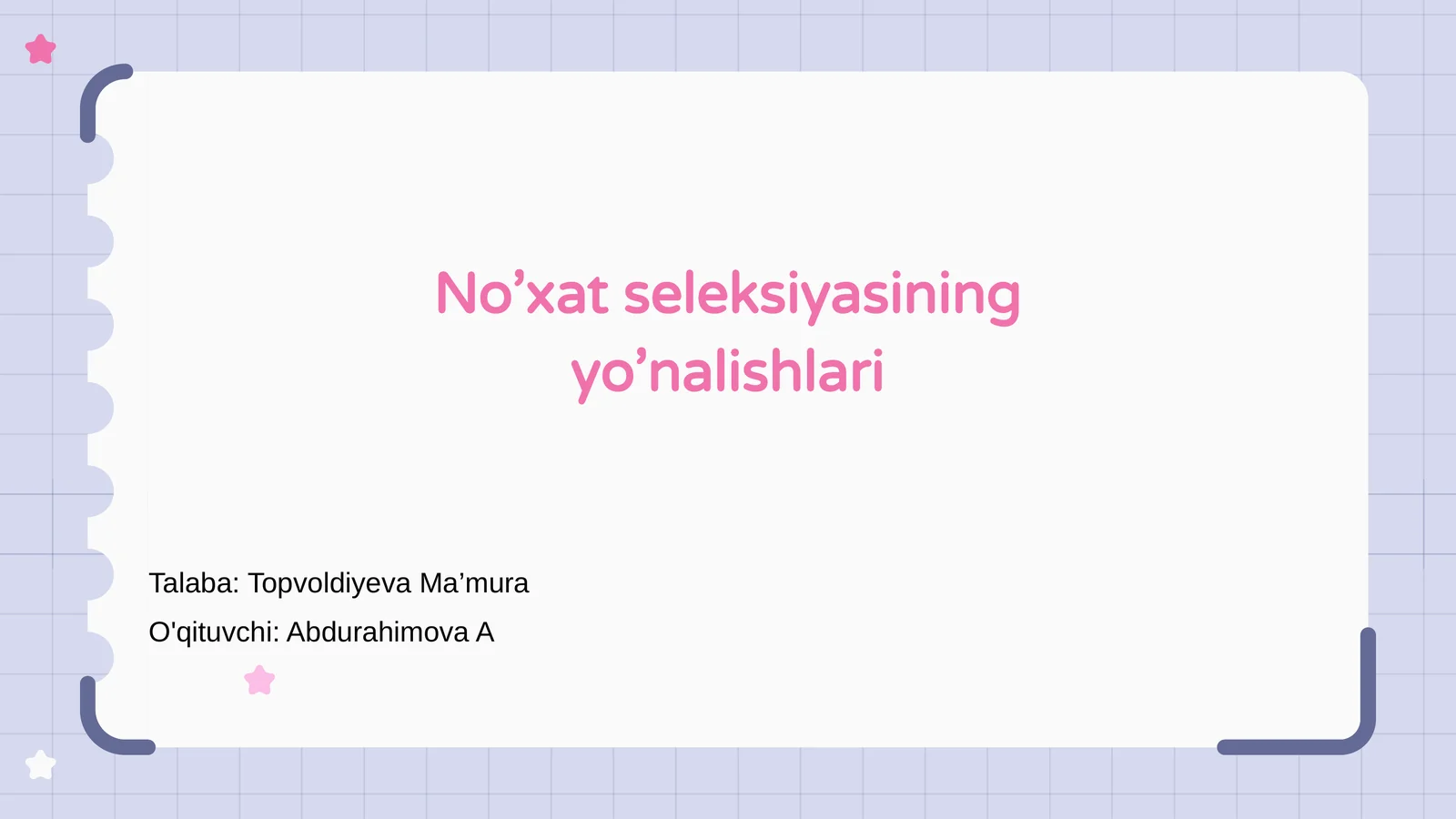 No’xat seleksiyasining yo’nalishlari