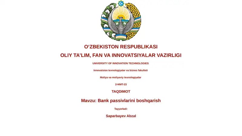 Bank passivlarini boshqarish