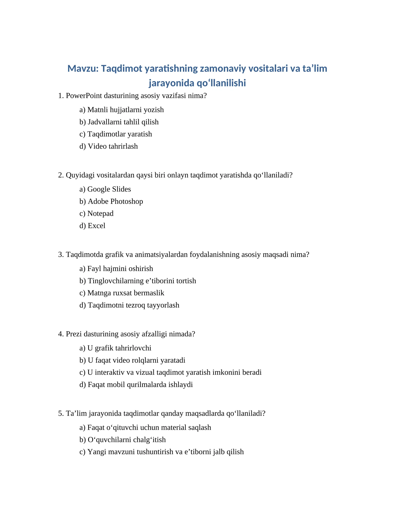 PowerPoint dasturi