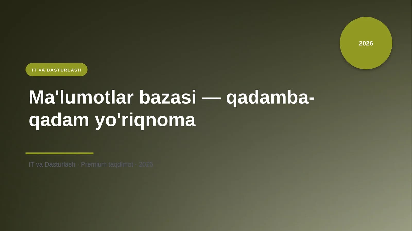 Ma'lumotlar bazasi — qadamba-qadam yo'riqnoma