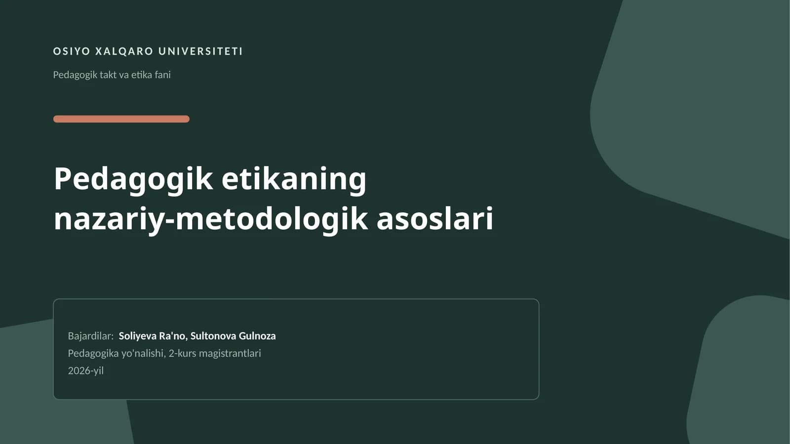 Pedagogik takt va etika fani