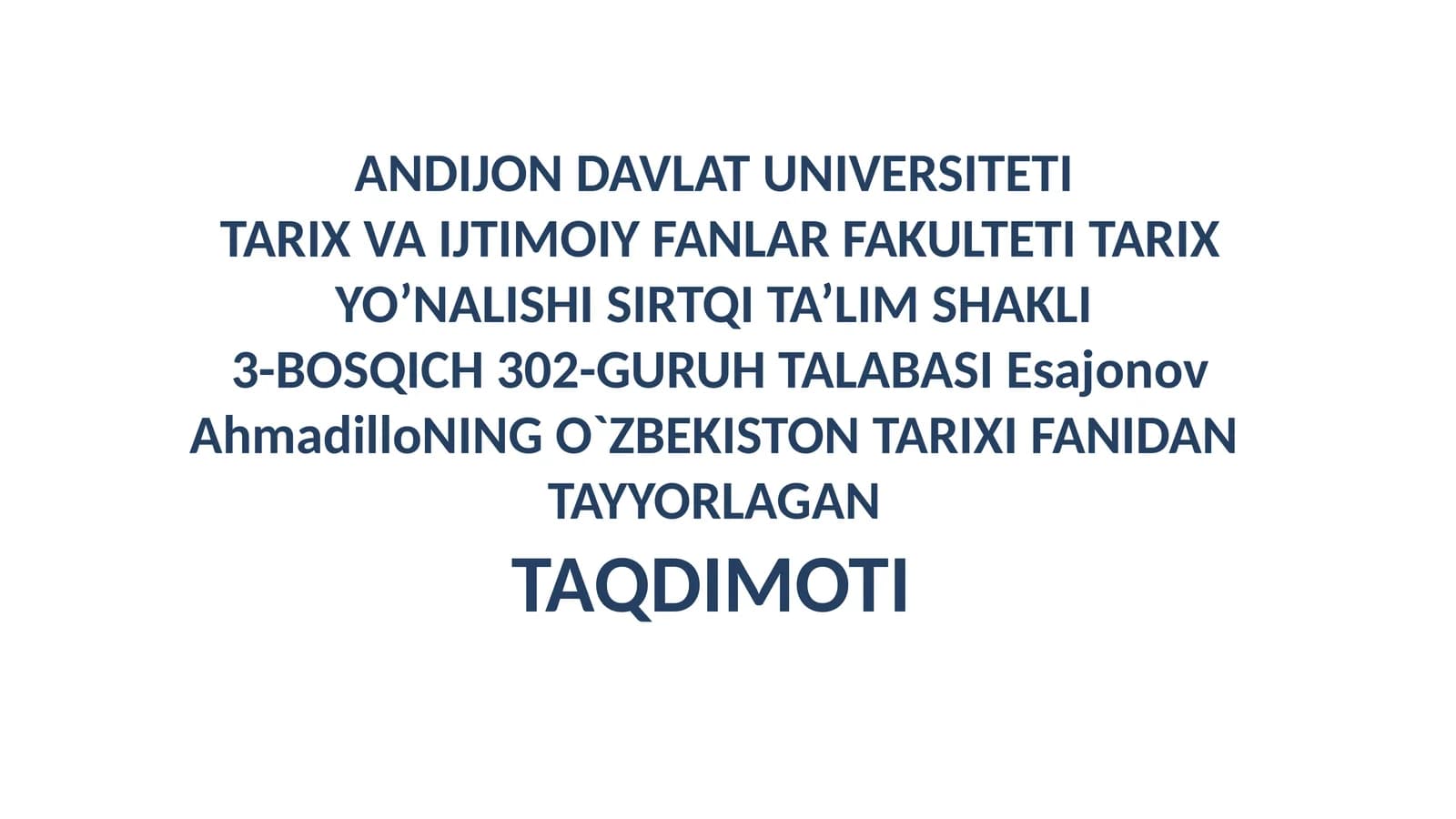 O`ZBEKISTONTARIXIFANI
