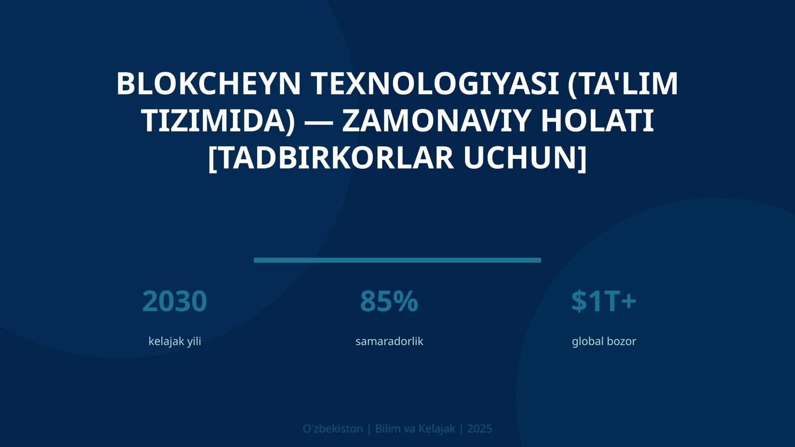 Blokcheyn texnologiyasi (ta'lim tizimida) — zamonaviy holati [tadbirkorlar uchun]
