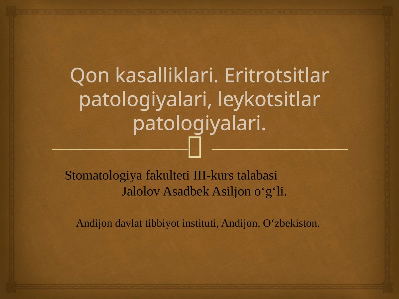 Qon kasalliklari. Eritrotsitlar patologiyalari, leykotsitlar patologiyalari.