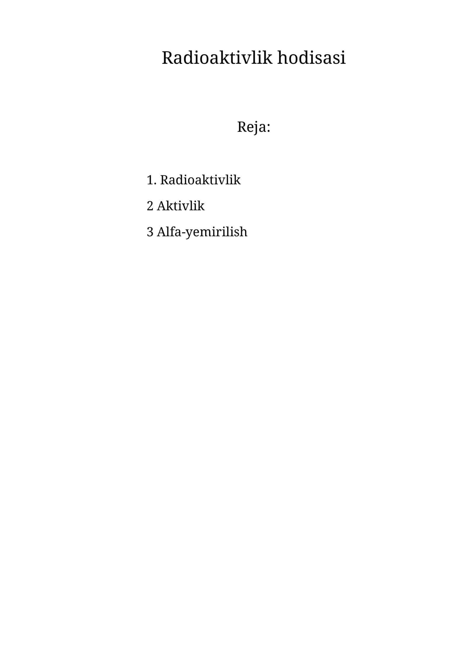 Radioaktivlik hodisasi