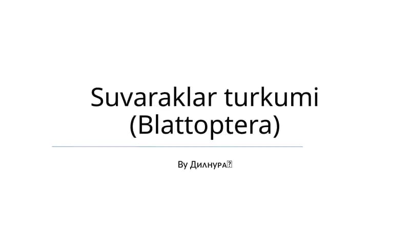 Suvaraklar turkumi (Blattoptera)