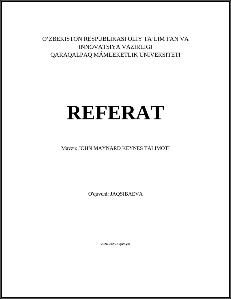 John Maynard Keynes Tàlimoti
